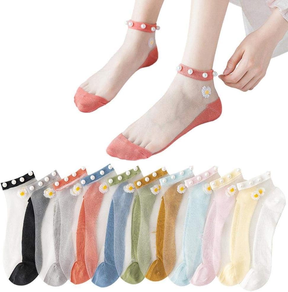 chacko 10 Pairs Women Socks Summer Stockings Translucent Socks-picture-37