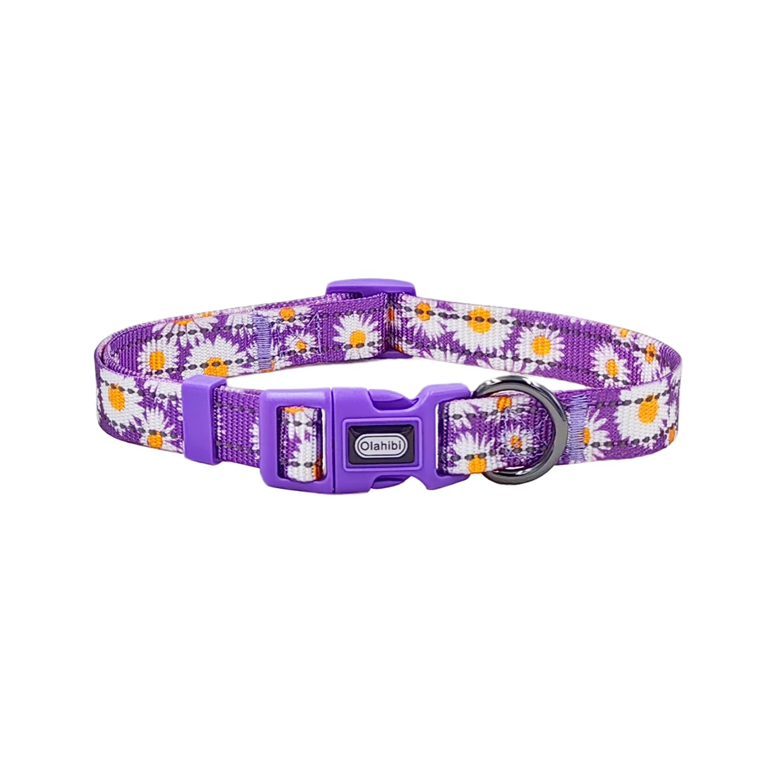 Olahibi Dog Collar and Leash Combo Set, Cute Daisy Pattern, Polyester Material, with Reflective Stripes, 150CM Leash - Image 2