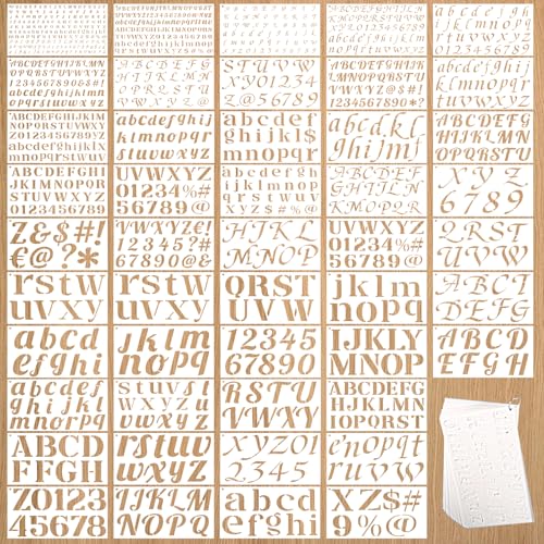 1/3 1/2 3/4 1 3/2 2 Inch Letter Stencils for Painting 45 Pack Alphabet and Number Stencils for Crafts Reusable for Art Projects Scrapbook Home Decor