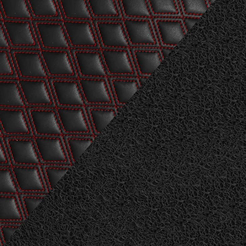 Image of Premium 7D Car Floor Mat Full Set for Kia Carnival Limousine, Luxury Leather with Detachable Grass Car Foot Mat with Heal Pad, 100% Waterproof & Anti-Skid (Black Red with Black Curly)