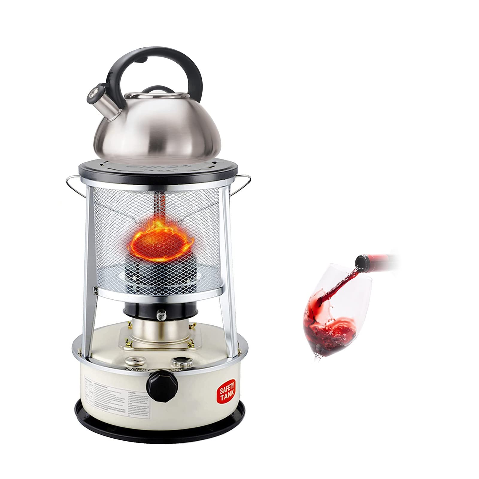 Tragbarer, robuster Petroleumkocher, nicht elektrischer Ölheizer für drinnen und draußen, Camping, zum Wasserkochen, Petroleumofenbrenner mit großem Fassungsvermögen 4,6 l/6 l 10000 BTU (A 6L)