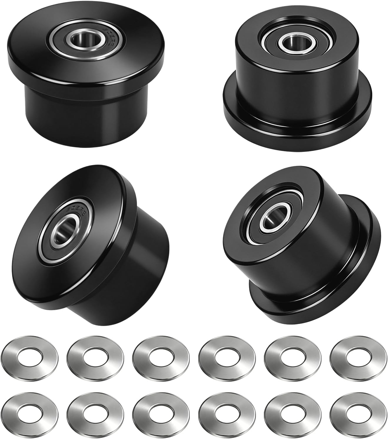 Qty.4 Machined Wheels/Rollers Compatible Total Gym Replacement, Fits Models 1000,1100,1400,1500,1600,1700,1800,1900,Achiever,Force,Gold,Max,Platinum,Platinum Plus,Pro,Supra,Supreme,Ultima,Ultra,XLI