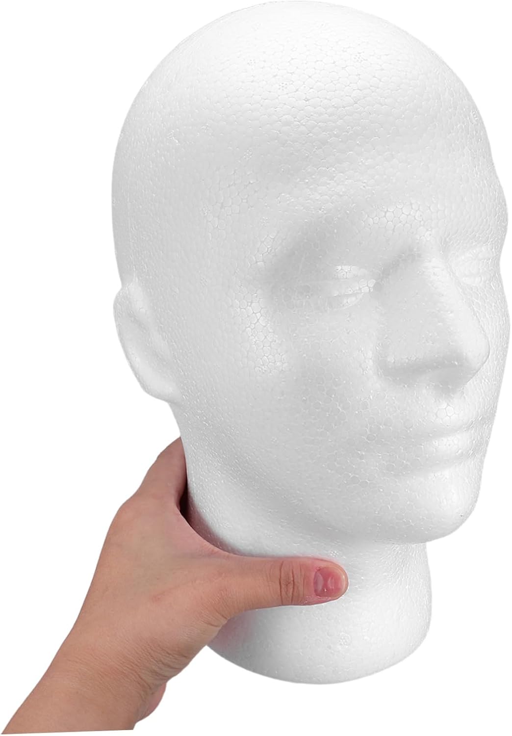 Generic 2pcs Male Mannequin Head White Foam Display Stand for Wigs Hats Headphones Realistic Form Easy Placement and Rearrangement for Salon and Makeup Use
