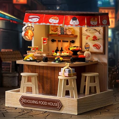 Miniatura 9 de Mini casa de muñecas de madera a escala 124, a prueba de polvo, kit de casa de muñecas en miniatura con muebles para niños, adolescentes y adultos