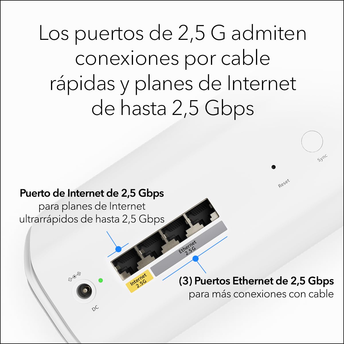 NETGEAR Orbi 770 | Sistema Mesh WiFi 7 | RBE773 | Router WiFi 7 y 2 satélites | hasta 11 Gbits/s | Alcance 540 m² | Soporta 100 Dispositivos | Puerto Internet 2.5GB | Tribanda BE11000 | Blanco