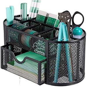 Büro Schreibtisch Organizer, Netume Metall Mesh Stiftehalter/Tisch Organizer/Stiftebox mit Schubfach für Schreibtisch…