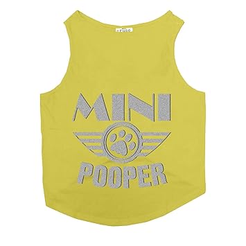 Ruse Pet Mini Pooper Round Neck Sleeveless Dog Vest Tank T-Shirt/Tees Apparel/Clothes/Tees Gift for Dogs(Yellow) XX-Small
