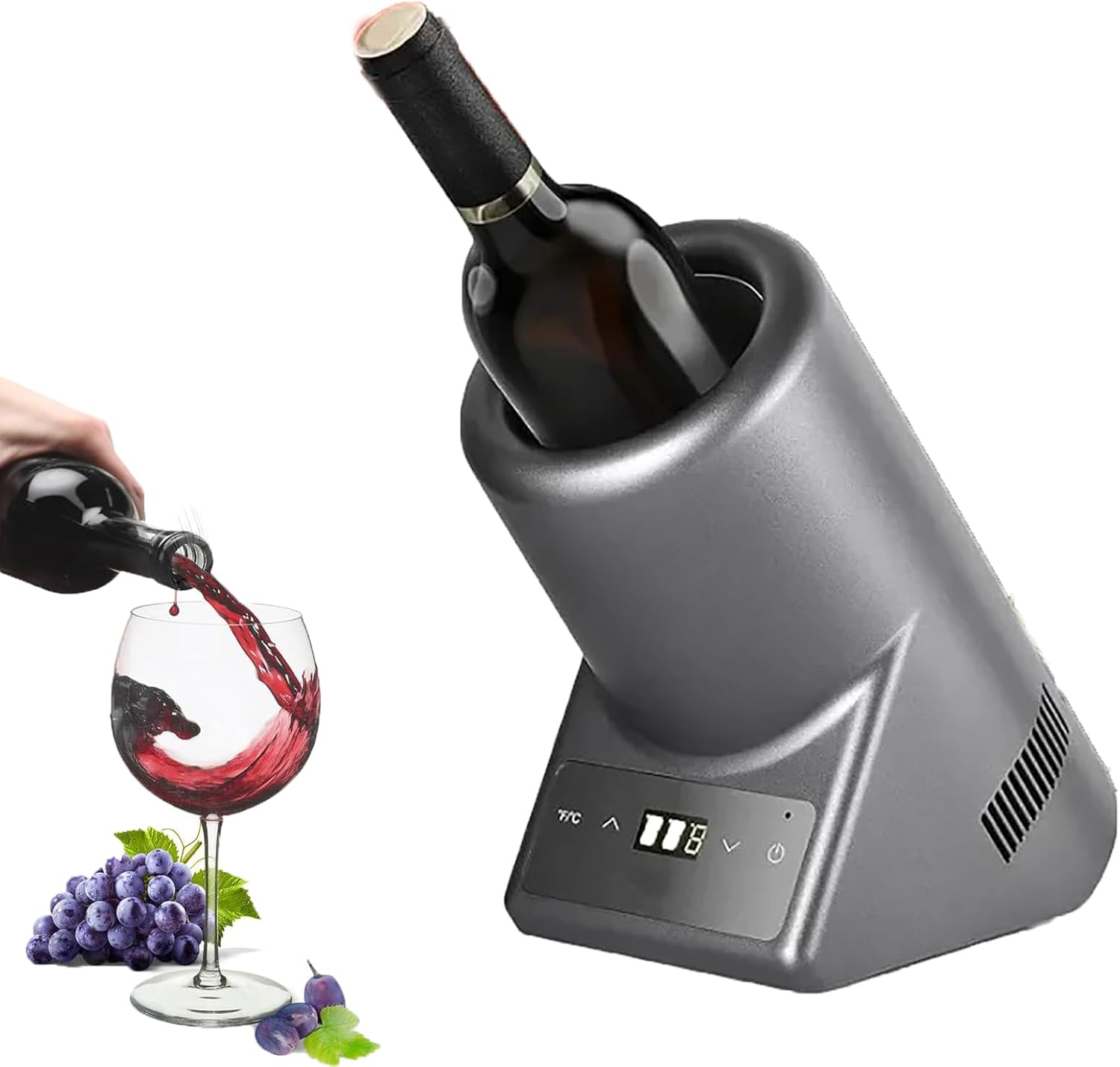 Electric Wine Chiller, Small Wine Cooler with Digital Display Temperature, Portable 750ml Single Bottle Wine Chiller for RV, Camping, Home, Bar, Ideal for Wine,