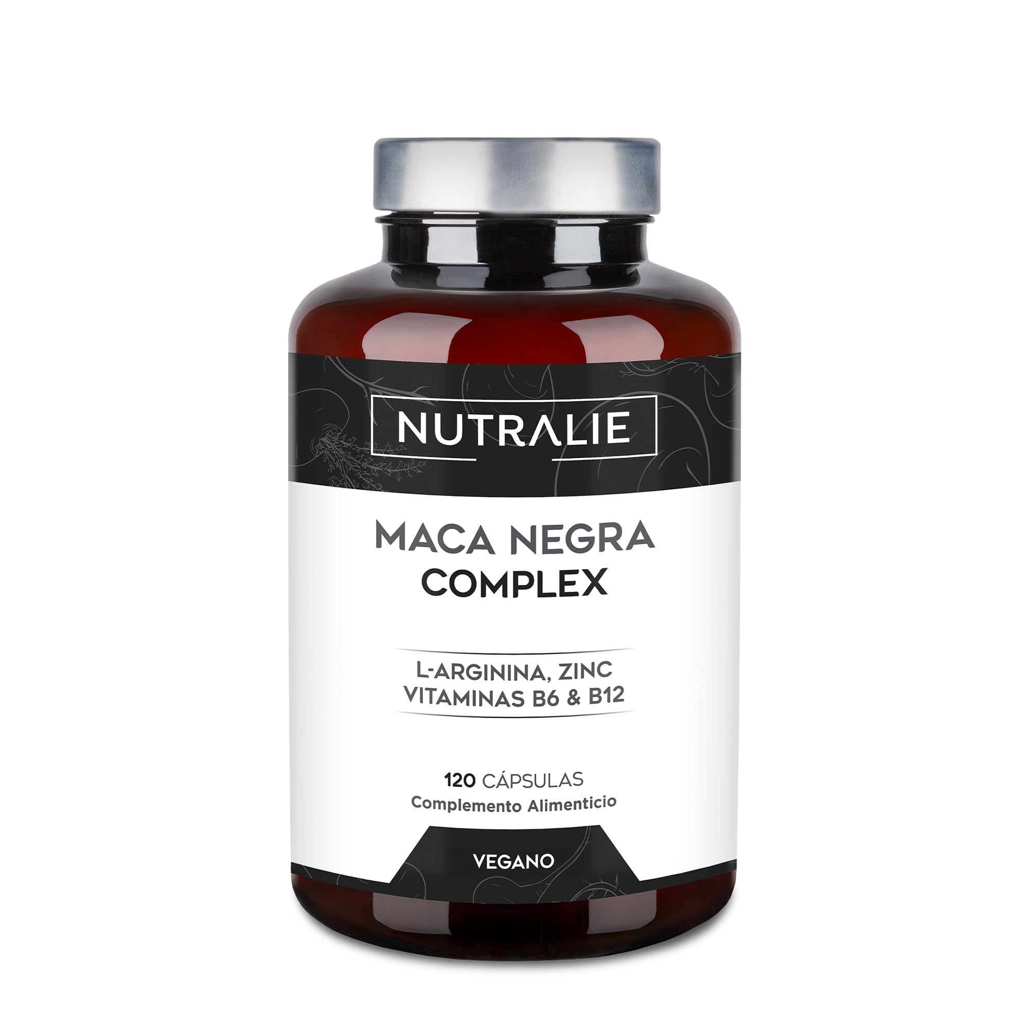 Maca Negra Andina 32.000mg - Potencia 20:1 + Energia con L-Arginina + Zinc + B6 + B12 - Maca Peruana para Hombre y Mujer - 120 Cápsulas Black Maca Complex Nutralie