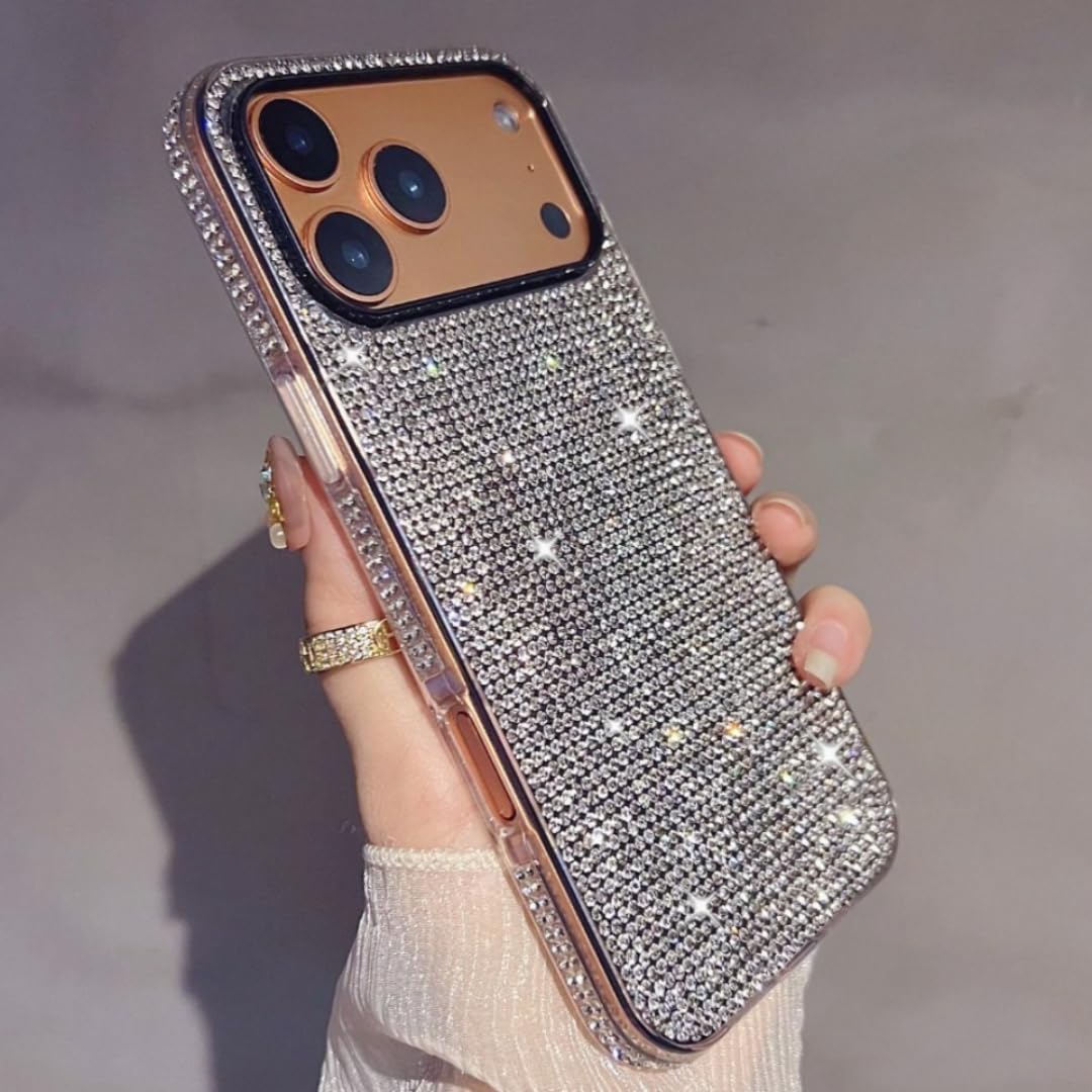 Luksusowe etui z błyszczącą ramką w kształcie diamentu do iPhone'a 17 16 11 12 13 14 15 Pro Max Xr 17 Air (do iPhone'a 16 Plus/w pełni srebrne)
