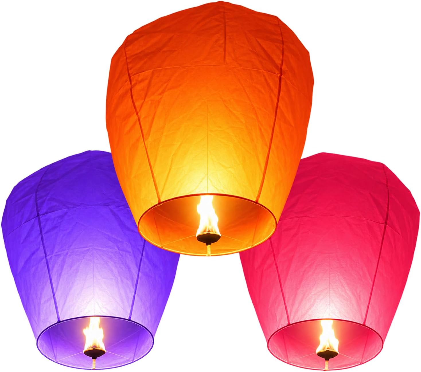 Paper Colourful Make A Wish High Flying Sky Lantern Hot Air Balloon Diwali New Year with Fuel Wax Candle (Pack of 10) Wishing Balloon