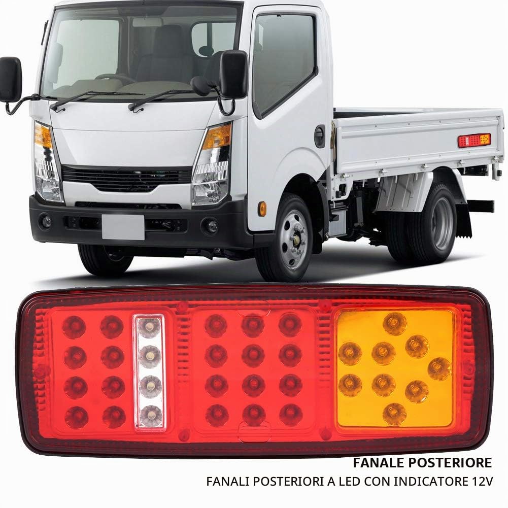 Fydun Fanali Posteriori Rimorchio, 1 Paio 12V Luci Rimorchio A Led Impermeabile Fanale Posteriore LED Luce di Retromarcia Ad Alta Luminosità per Rimorchi, Camion, Barche, Furgoni, Roulotte, RV