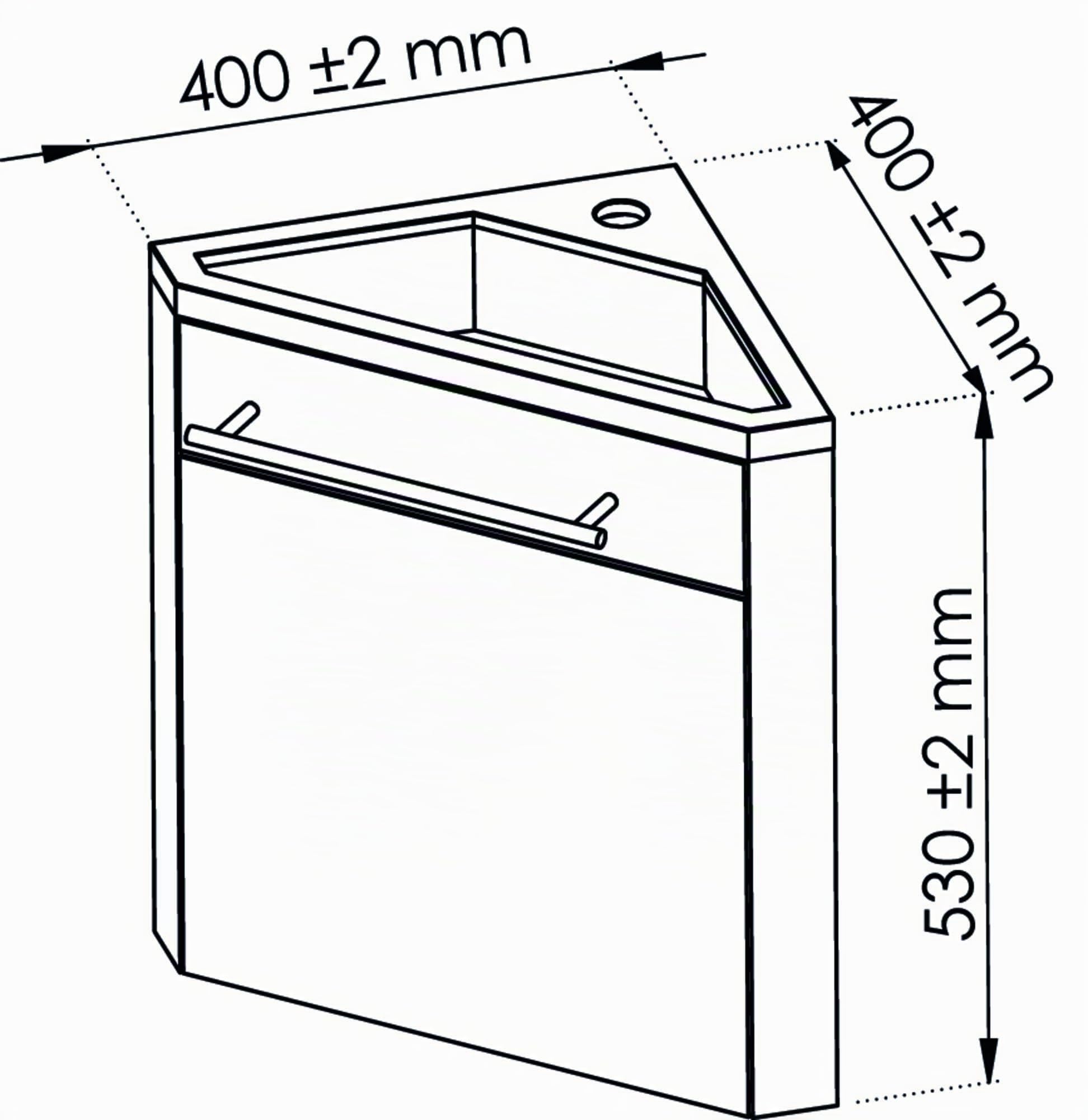 Mueble de lavabo suspendido colección NINO - mueble de esquina compacto - varias opciones de color. Encimera de resina extra plana sin rebosadero - 1 puerta - cierre suave - Ancho 53cm - lacado topo