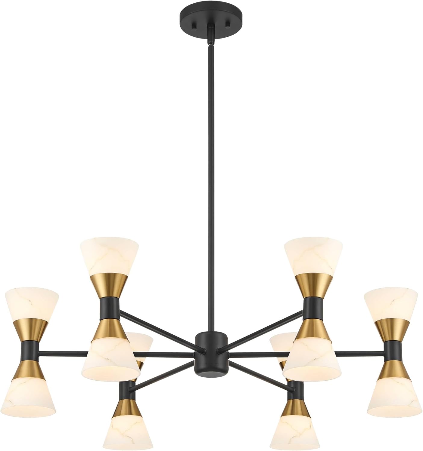Possini Euro Design Possini Euro Domino 32" Black and Brass 12-Light Modern Chandelier