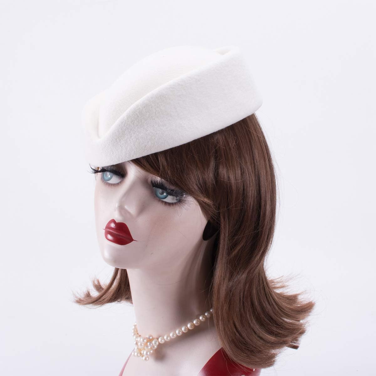 Lawliet Wool Stewardess Air Hostesses Pillbox Hat Millinery Teardrop Fascinator Base A040