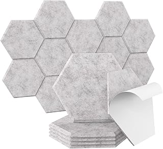 Balkwan Hexagon Acoustic Panels Art Decor Sound Proof Padding Sound Dampening Panel Acoustic Foam Wall Tiles, 6.8" x 7.9" ...