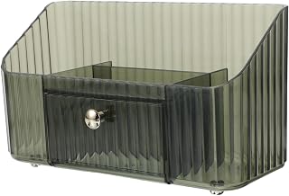 Green Cosmetic Display Case with Drawers, Multi-compartment Organizer