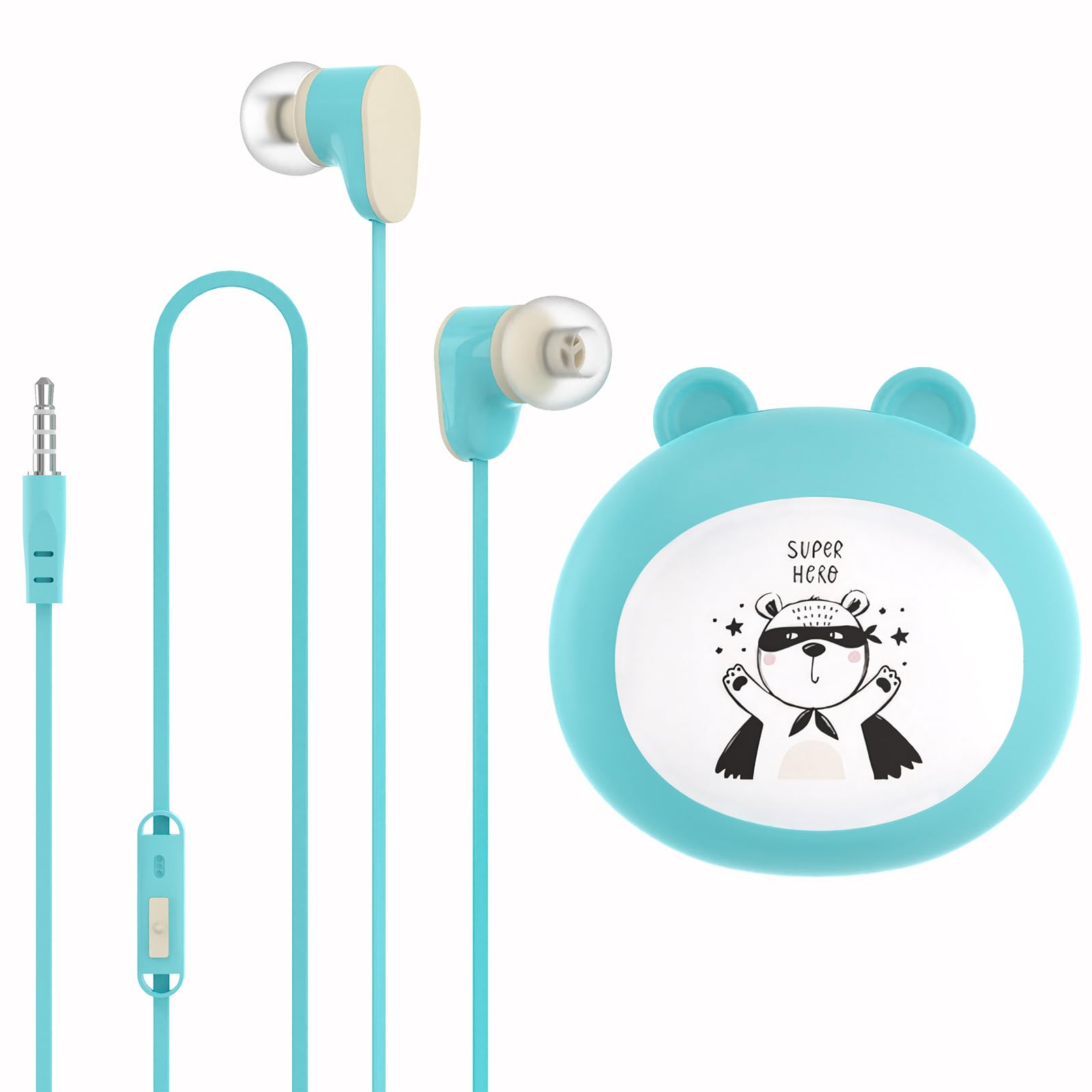 GEEKRIA Auriculares con cable para niños con micrófono para la escuela y clase en línea, auriculares intrauditivos para niños con conector jack de 3.5 mm con límite de volumen de 85 dB para orejas