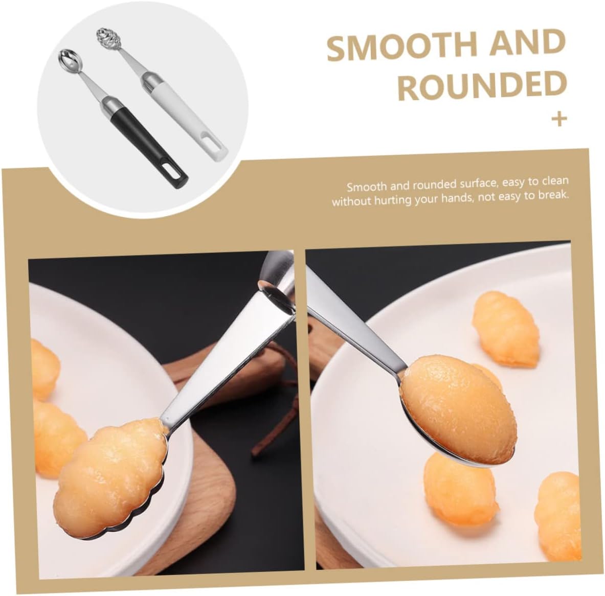 Stainless Steel Fruit Spoon 2 Pack for Melon Balling