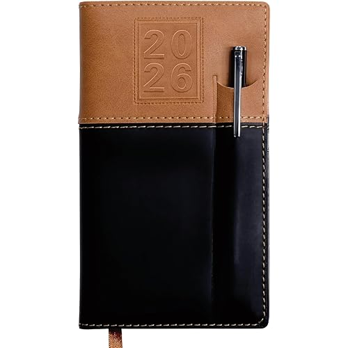 2026 Pocket Planner/Pocket Calendar and Pen, 3.5"x6": Includes 14 Months (November 2025 - December 2026) / 2026 Weekly Planner/Weekly Agenda/Monthly Calendar Organizer (Brown/Black)