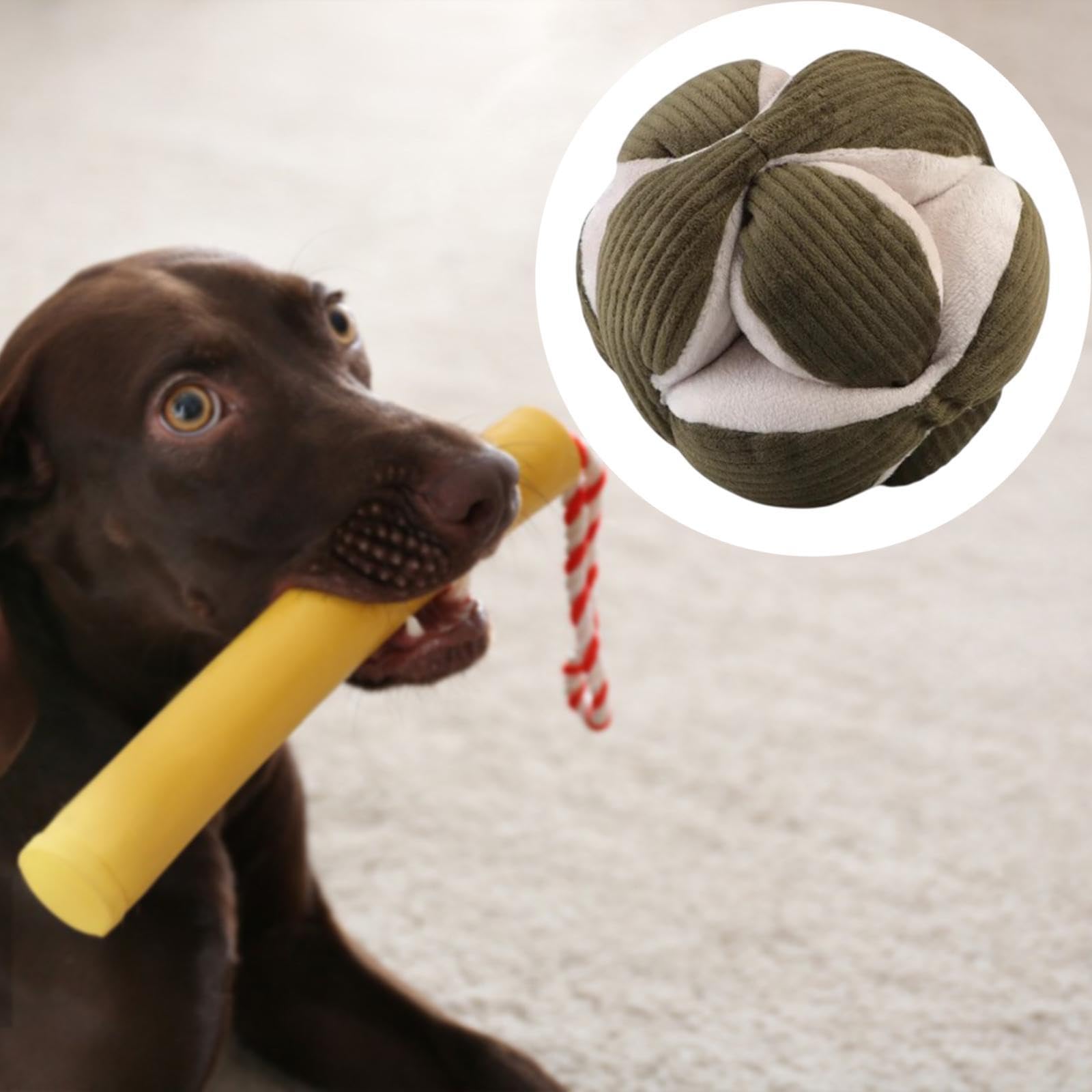 Balle pour Chien Jouet Interactif Peluche Sifflet Jouet à Mâcher Tissu Doux Protection Mobilier Convient pour Dressage Chiots Animaux, Vert Foncé