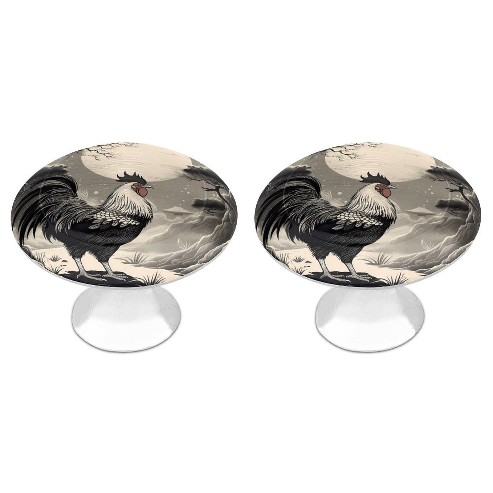 FekiLoot Round Cabinet Knob 2 Pack Kitchen Drawer Knobs Stainless Steel Round Drawer Pulls Modern Cabinet Hardware Chicken on The Mountain Drawer Hardware for Dresser Closet Door Knobs