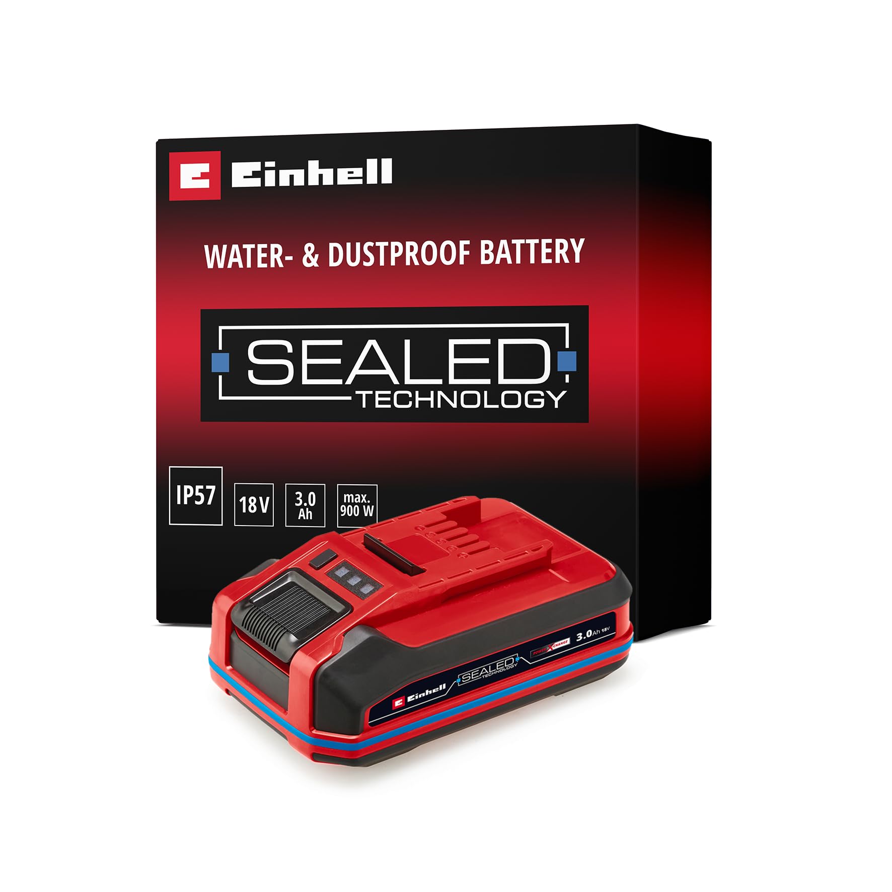 Einhell 18 V 3.0 Ah SEALED Power X-Change Plus Akü (18 V akü, su ve toz koruması, IP57 koruma sınıfı, tüm PXC cihazları için çok yönlü kullanım, şarj cihazı dahil değil) - 4511618
