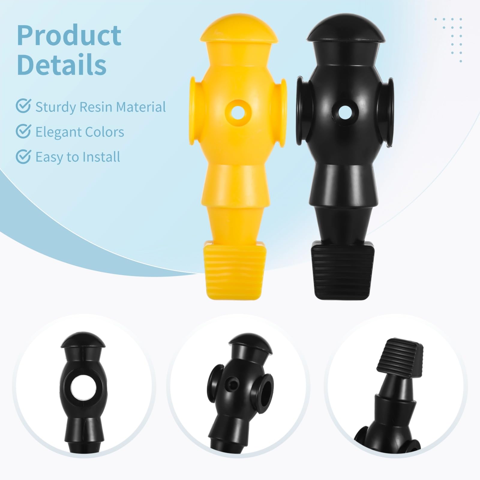 Calolin 26 Pcs Foosball Men, Resin Foosball Replacement Parts, Table Soccer Player Set for Tournament Foosball 13 Black and 13 Yellow - Image 4