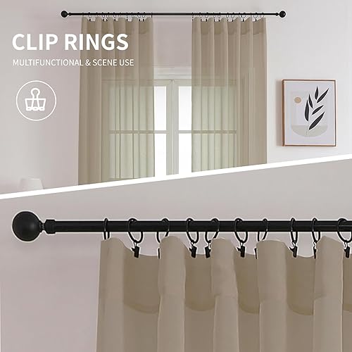 Miniatura 5 de CUCRAF Paneles de cortinas transparentes para sala de estar, dormitorio, cortinas de tratamiento de semi ventana, bolsillo para barra, juego de 2