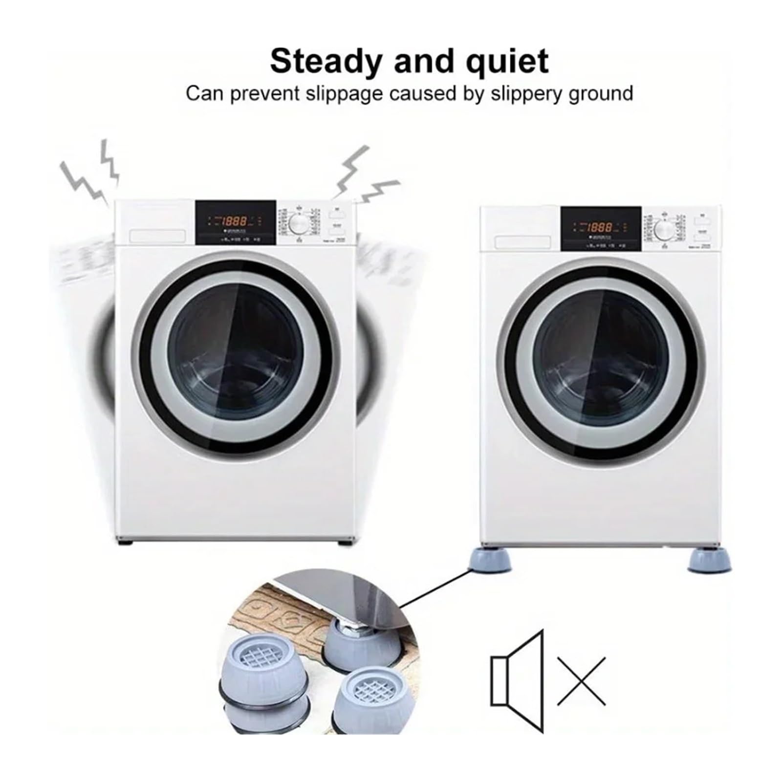 Elevadores De Base Antivibración, Almohadillas De Choque A Prueba De Humedad For Lavadora Y Refrigerador(8pcs)