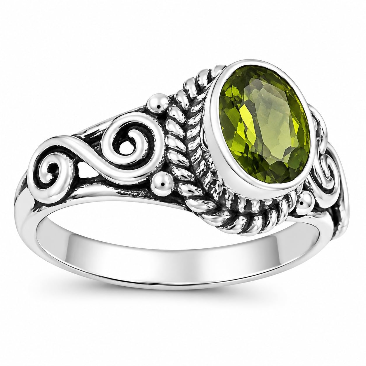 Natürlicher Peridot-Edelsteinring, reiner 925k Sterlingsilberring, Solitärring, Statement-Ring, Boho-Ring, zarter Ring, Damen-Siegelring, Vorschlagsring, verschenkbarer Ring
