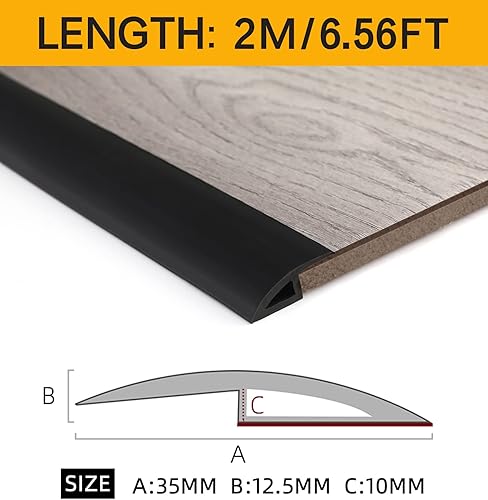 Miniatura 2 de BNELL Tira de ajuste de bordes de alfombra y piso, tira de transición de suelo de PVC autoadhesiva, umbrales para puertas con una altura inferior a
