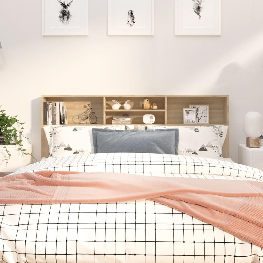 FIRBNUS Mueble cabecero Color Roble Sonoma 180x19x103,5 cm Cabecero Y Mesitas Muebles Dormitorio Cabecero con Almacenaje Mueble Almacenaje Adecuado para Cualquier Dormitorio Diseño Contemporáneo