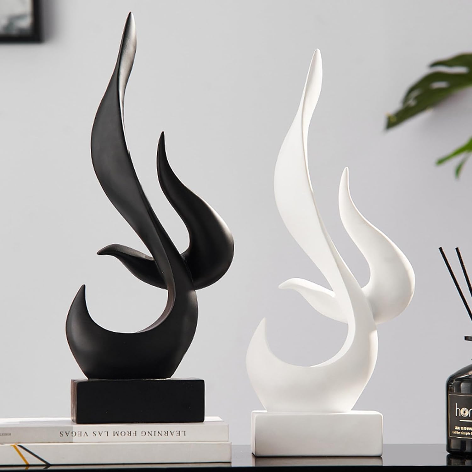 Modern Flame Sculpture Decor Flame Statue Resin Sculptures Abstract Art Figurines Centerpiece Sculpture for Home Decor Living Room Stand Coffee Table Office Decor(Black-B) - Image 6