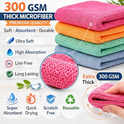 Image of Cutting EDGE 300 GSM Car Microfiber Cloth, Multicolor, 40x40 cm (Set of 4) | Material: Microfiber, 300 GSM, Medium Size, Ideal for Car, Bike, Glass & Dashboard Cleaning, Soft, Lint-Free & Scratch-Free