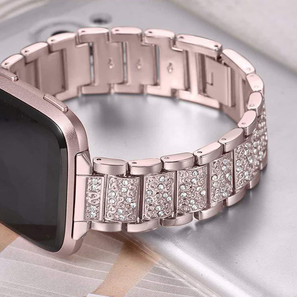 ibasenice Cinturino da Polso con Diamanti per 3, Set da 2 Pezzi in Lega di Zinco Resistente All’usura e Alte Temperature, Cinturini Ricambio Eleganti per Uomo e Donna, Decorativi Rosa