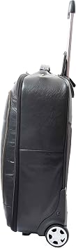 A1 FASHION GOODS Real Black Leather Luggage Wheeled Cabin Size Suitcase Travel Bag Trolley Carlos, Black, Small L: 35 x H: 55 x W: 20, Hand Luggage