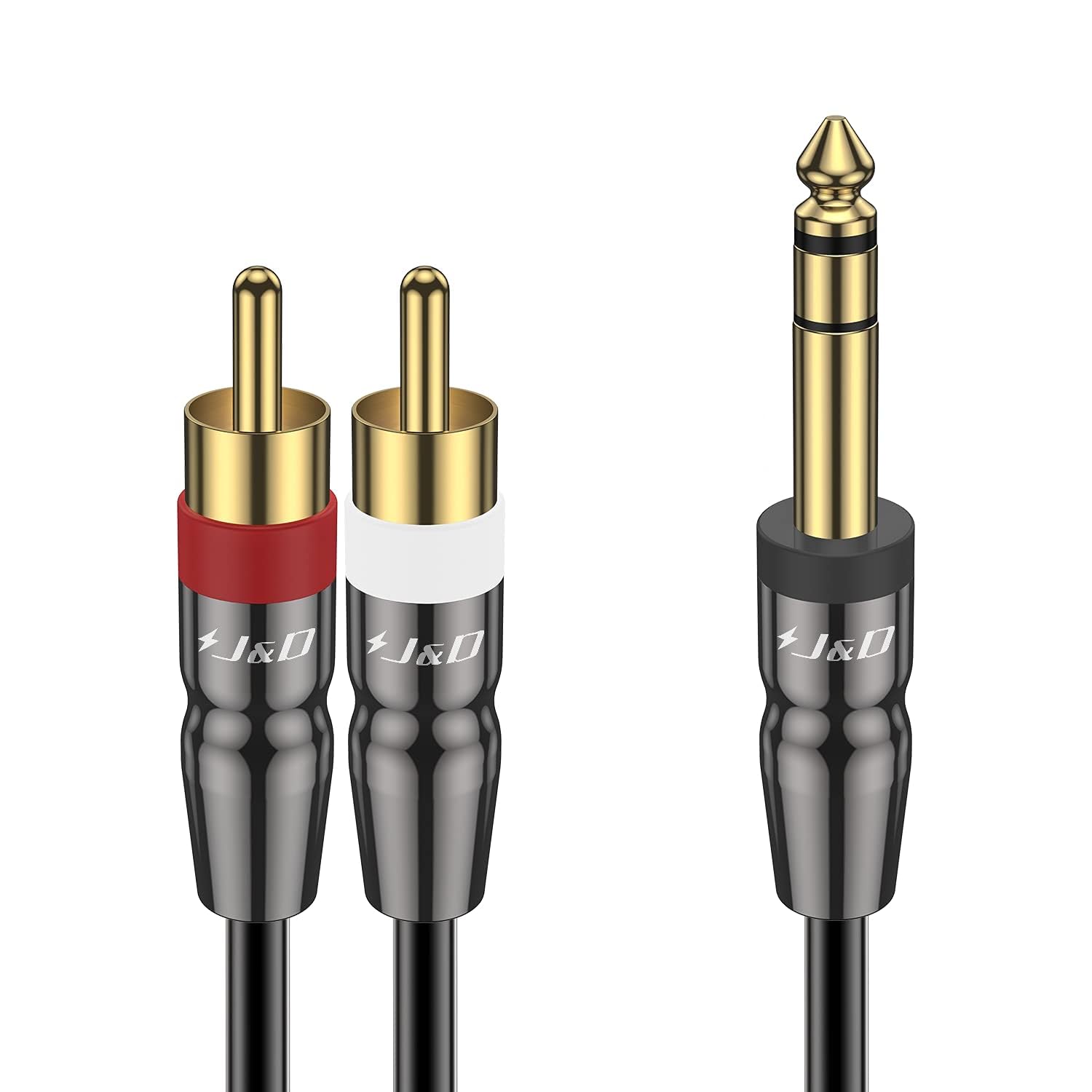 J&D 6,35 mm TRS zu Dual RCA Audio Kabel, Kupferschale Schwer