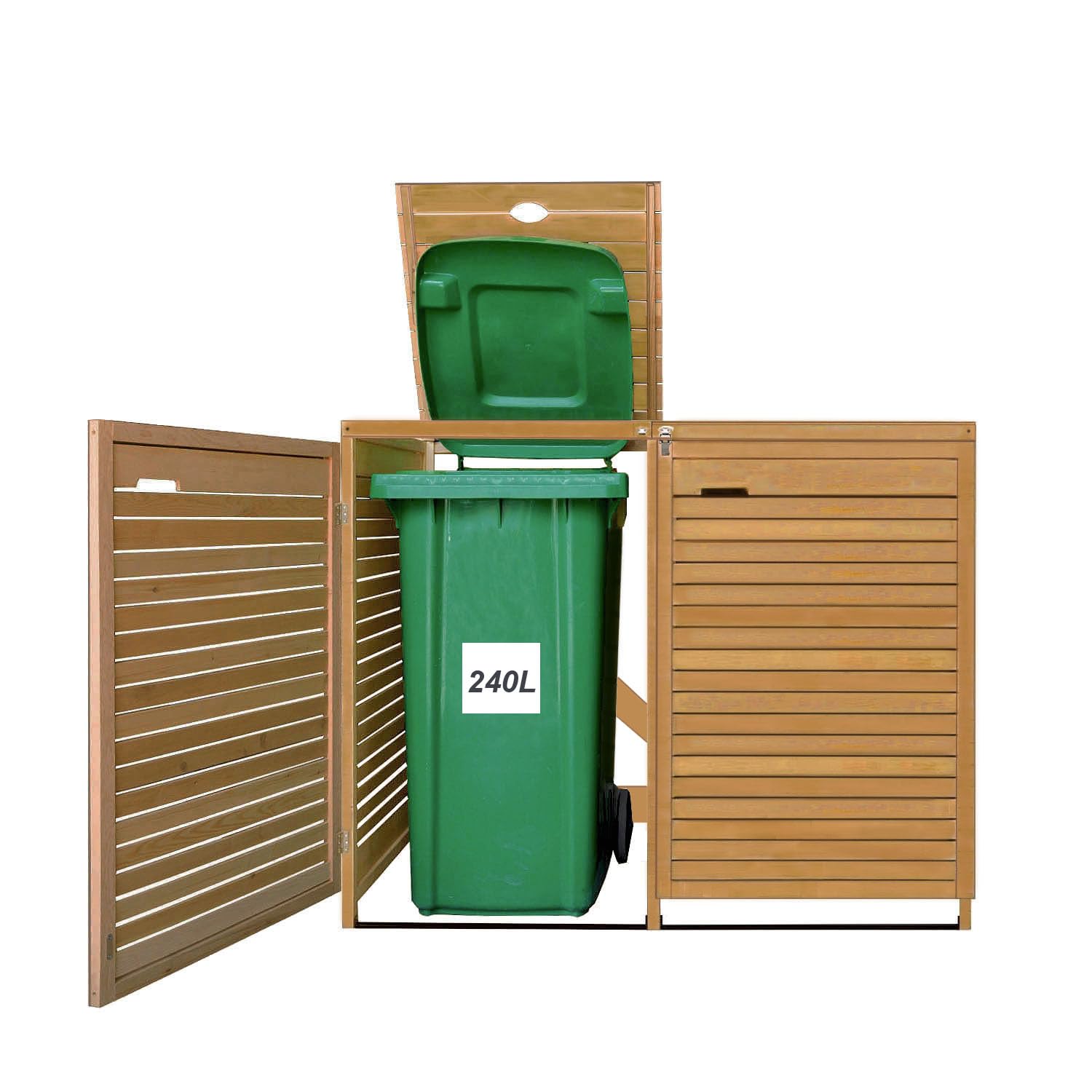 Cache Poubelle Double en Bois Clair