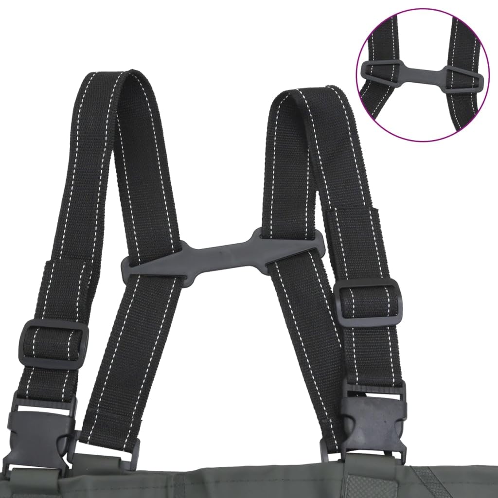 Tomostar Pêche Waders Cuissardes, Cuissardes Pantalon de Pêche avec Bottes et Ceinture Vert foncé Taille 44