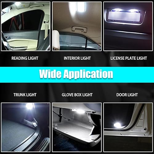 Miniatura 5 de BELOMI 30 bombillas LED de 6000 K, impermeables, 194 cuñas, COB LED W5W, bombillas interiores sin errores, accesorios de automóvil, luz de guantera,
