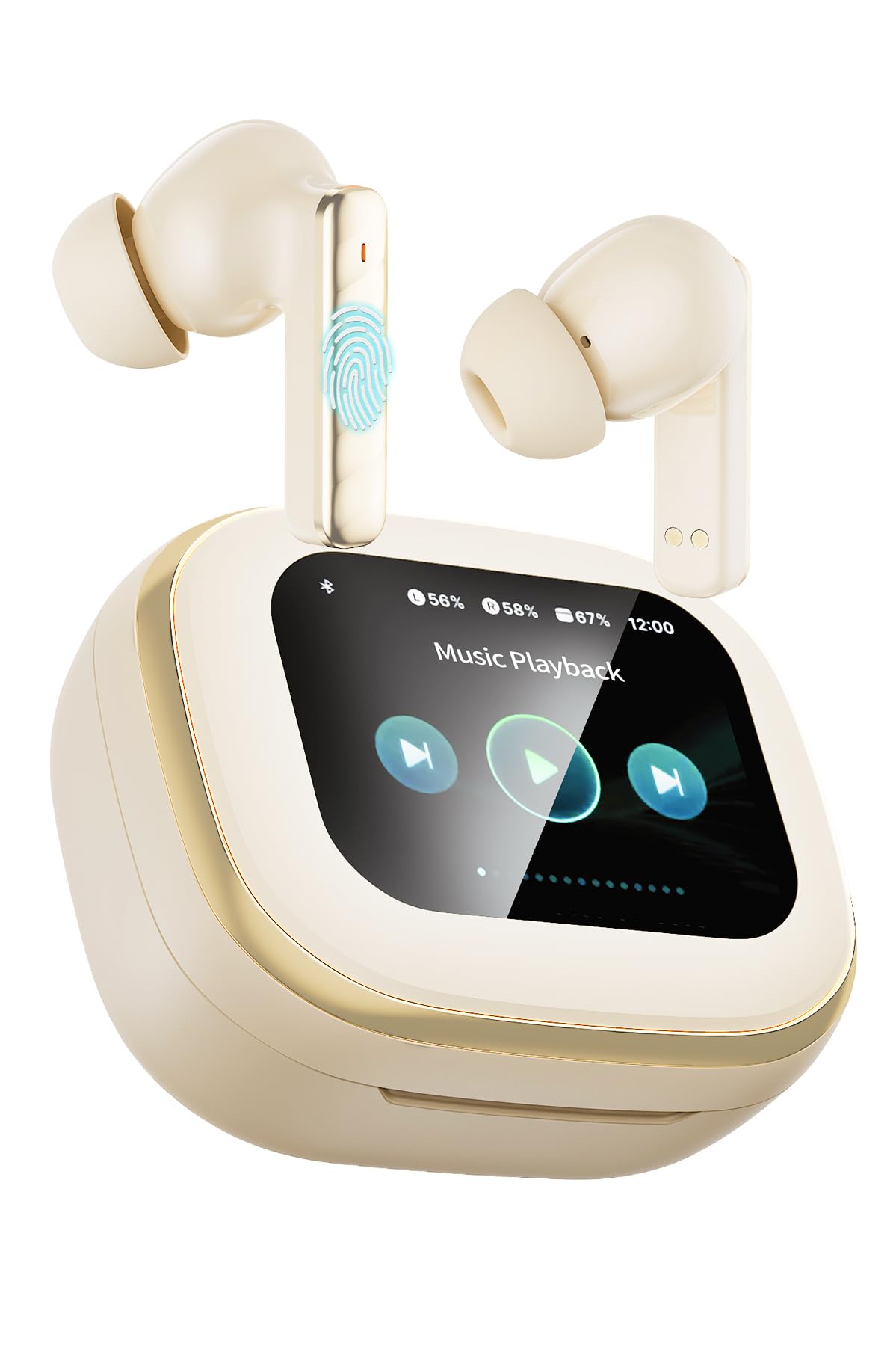 Auriculares inalámbricos, Bluetooth 5.4, cancelación activa de ruido ANC con funda inteligente para pantalla táctil, tiempo de reproducción de 60 horas para deportes y trabajo, sonido estéreo de