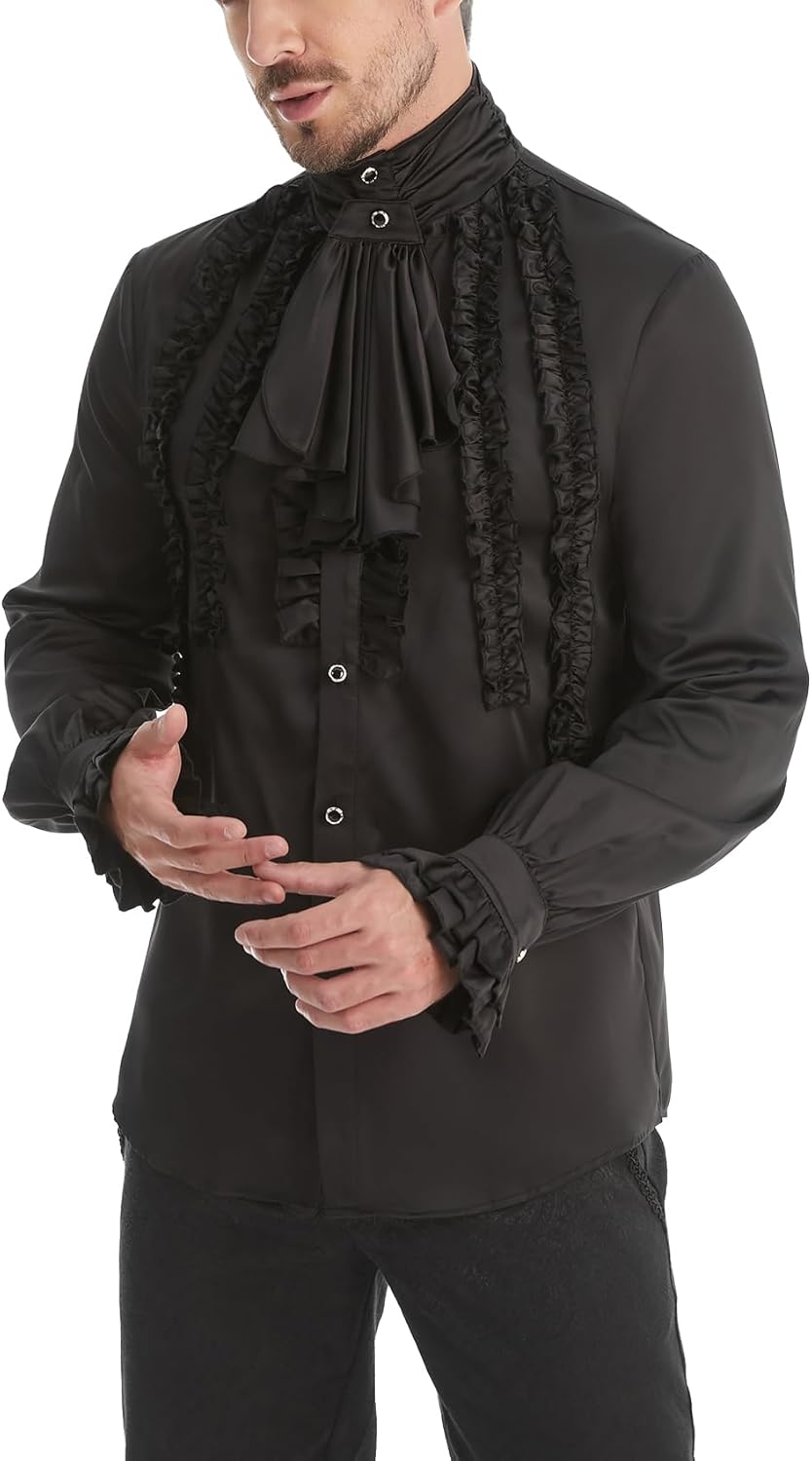TZMAPU Men's Gothic Medieval Renaissance Vampire Costume Victorian Steampunk Shirt - Image 2