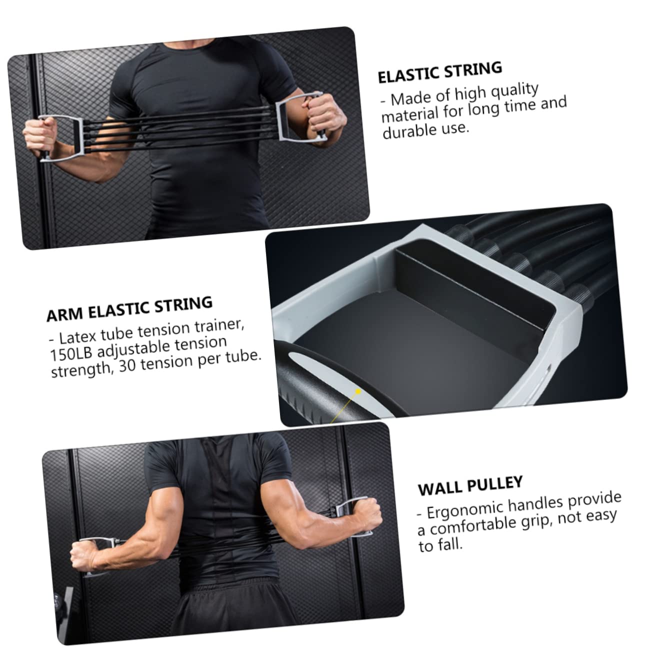 Brust Expander Fitness Feder-Brusttrainer Mit Latexschlauch 30 Einstellbaren Zugstufen Pro Schlauch Ergonomischen Griffen Für Brust Arme Schultern Und Oberen Rücken
