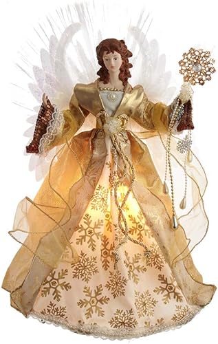 Miniatura 2 de Kurt S. Adler Árbol de ángel dorado de fibra óptica de 18 pulgadas, multicolor