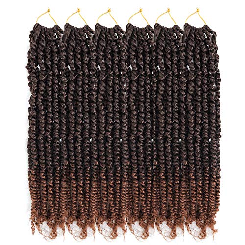 6 Packs Pre-twisted Passion Twist Hair for Crochet Pre-looped Passion Twist Crochet Hair New Style Bohemian Braiding Synthetic Hair Extensions 11strands/pack (14Inch 6Packs Pre-twisted, T30)