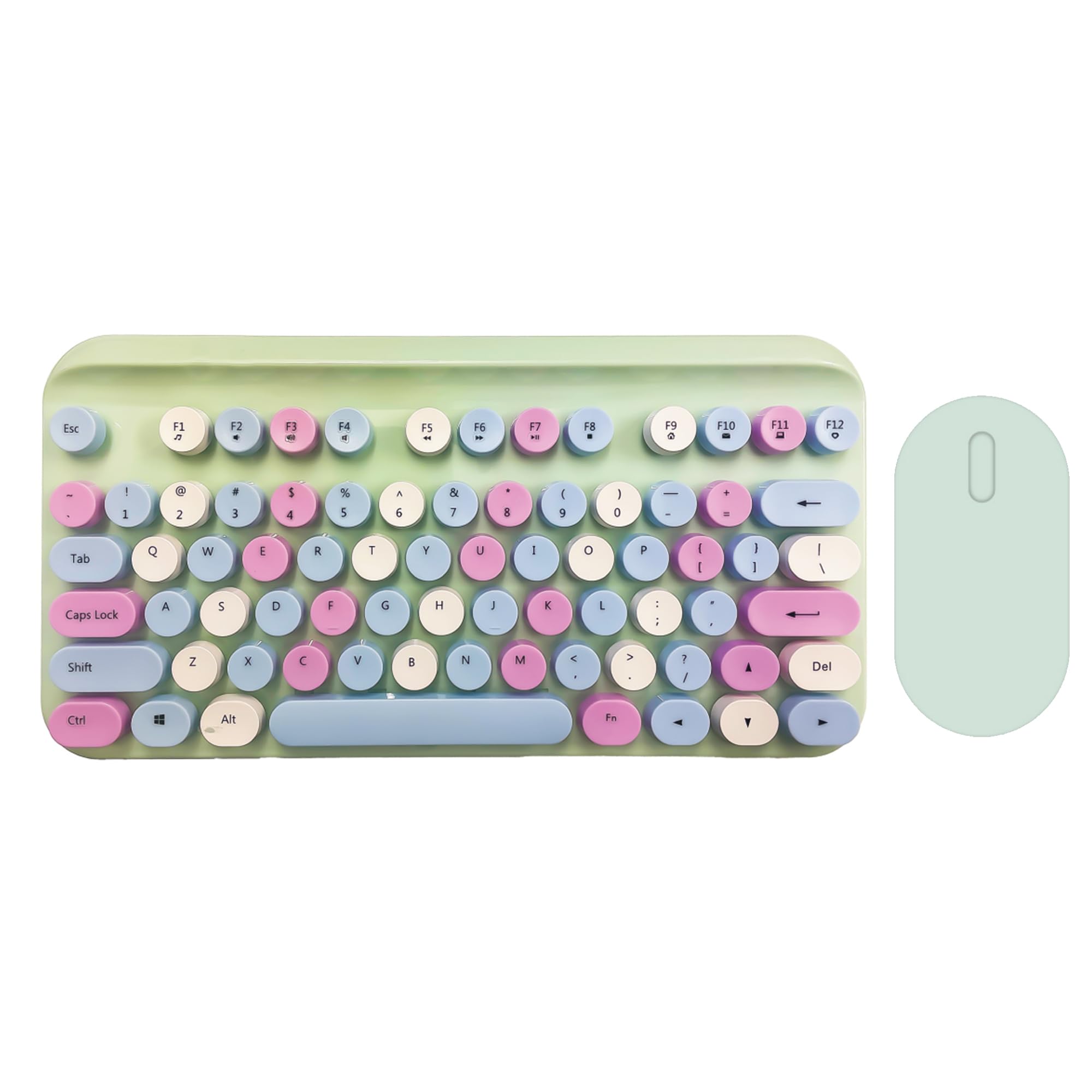 XO Poppy Wireless Keyboard & Mouse, Retro Typewriter Styler, Compatible with Most Devices, Tablets and Phones, Windows, Apple and Android, Both USB A and C