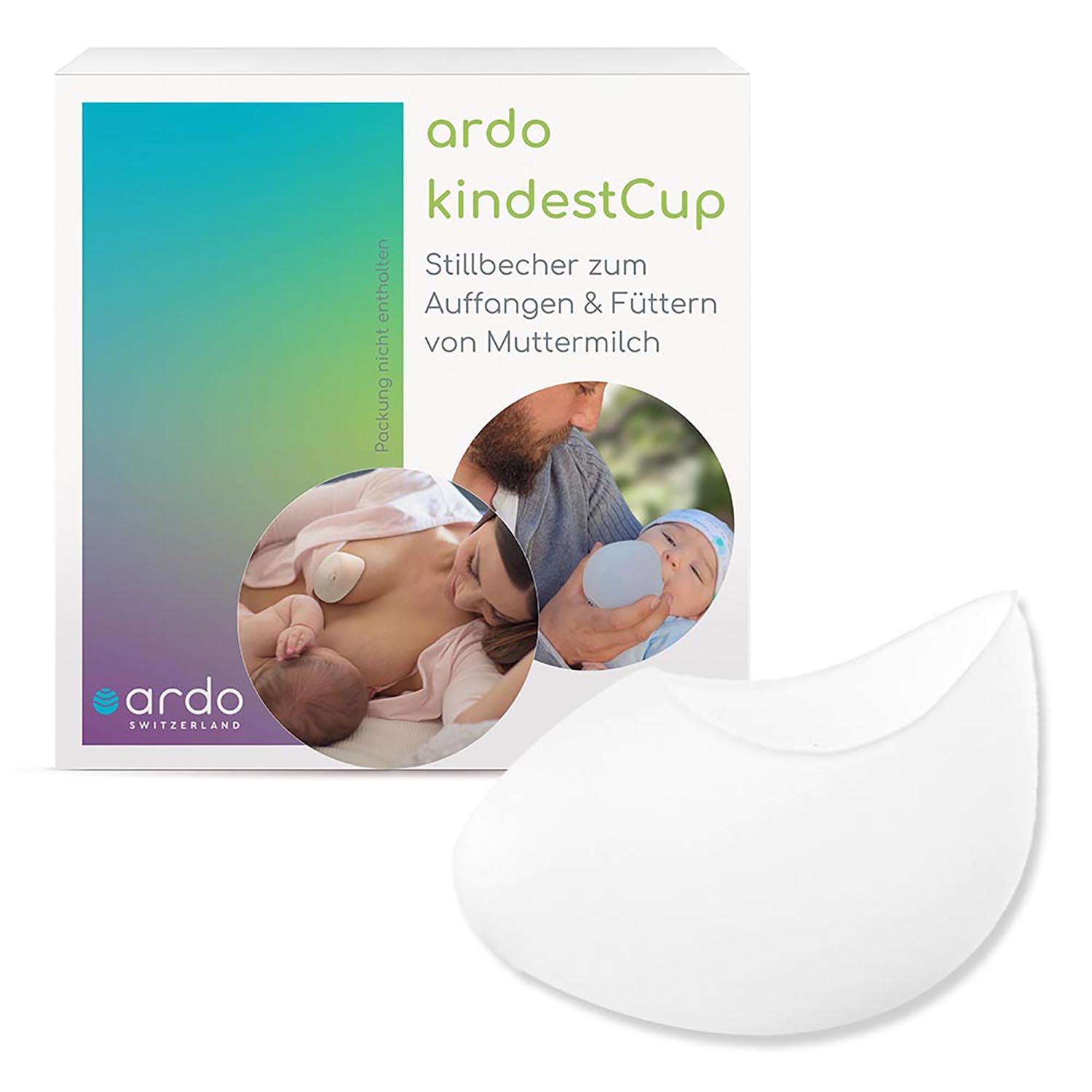 Ardo kindestCup 3 in1 Muttermilch Auffangschale & Stillbecher, Muttermilch auffangen und direkt füttern, selbsthaftend, ideal auch für Handentleerung, Milchauffangschale Milchauffänger