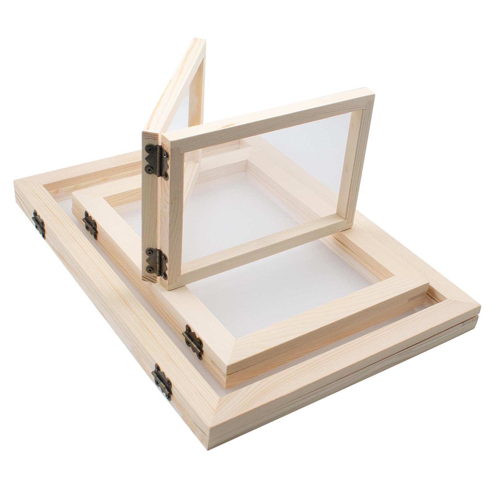3 PCS Paper Making Screen 3 Sizes, A4, A5, A6 Size Natural Wooden Papermaking Mould, Wooden Paper Making Frame for DIY Paper Craft and Dried Flower