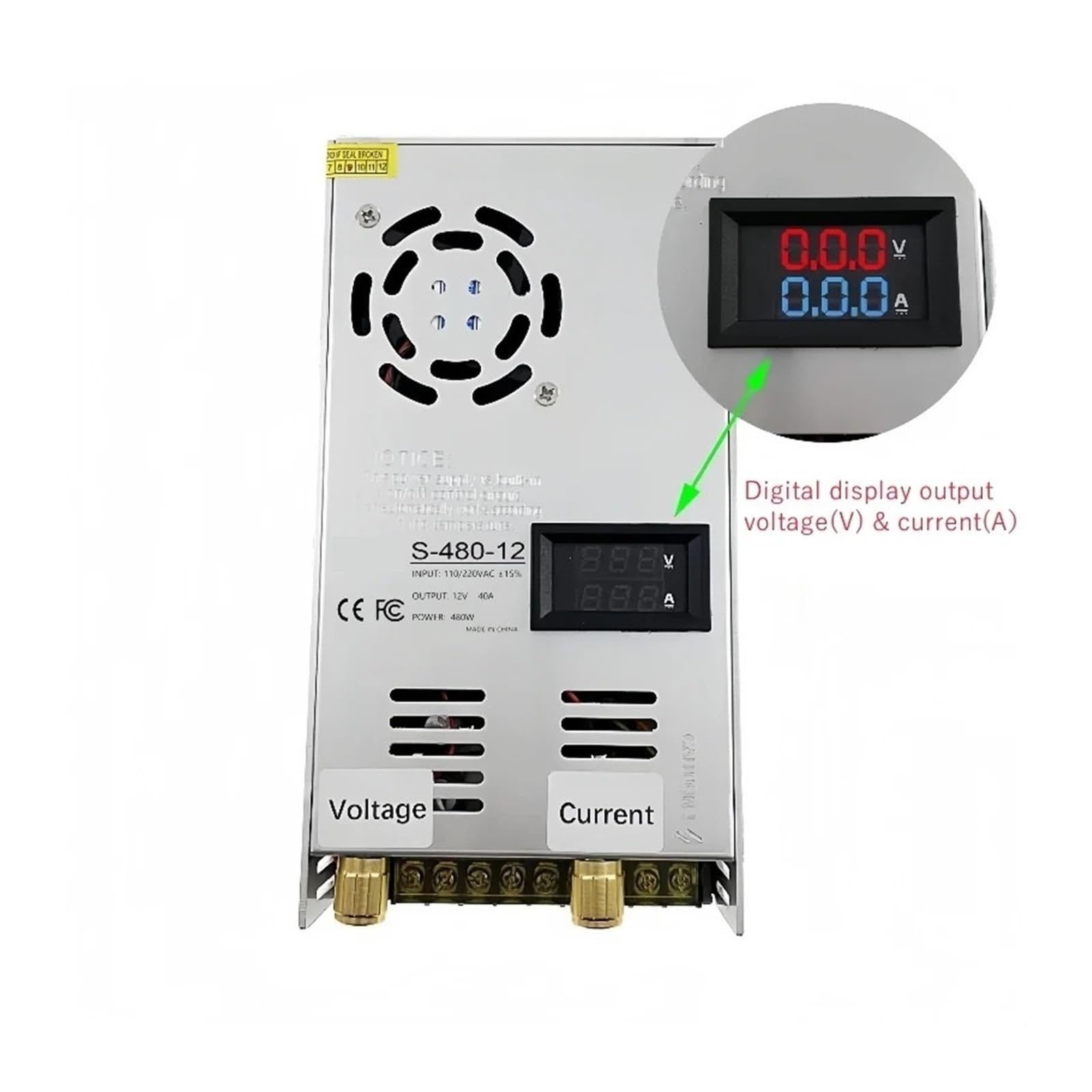 DC 0-12V a 0-100V Fuente de alimentación conmutada de CC ajustable 480W